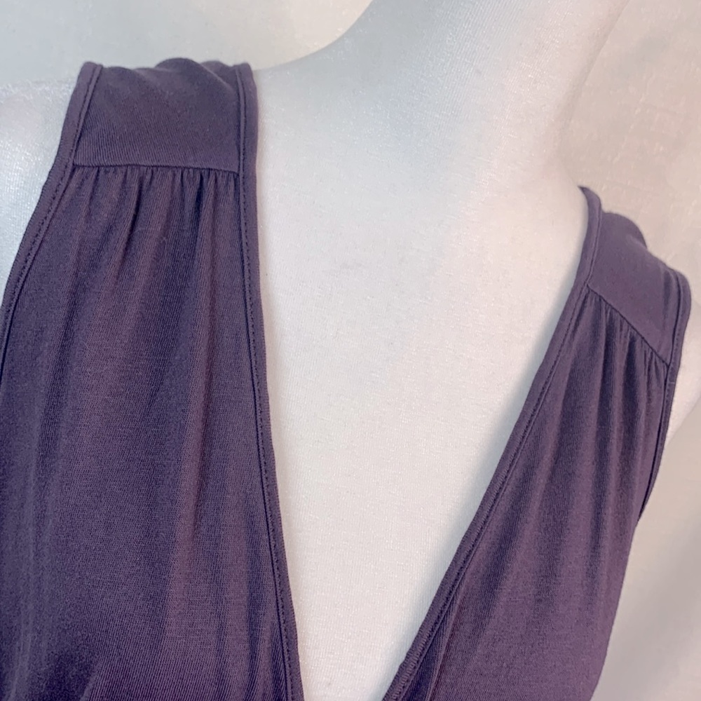 Eddie Bauer Plum V- Neck Midi Dress with Tie Waist- NWT - Picture 5 of 14